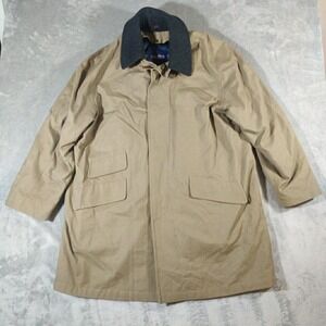 Nautica Trench Coat Mens 42R Tan With‎ Gray Wool Collar Gormcore